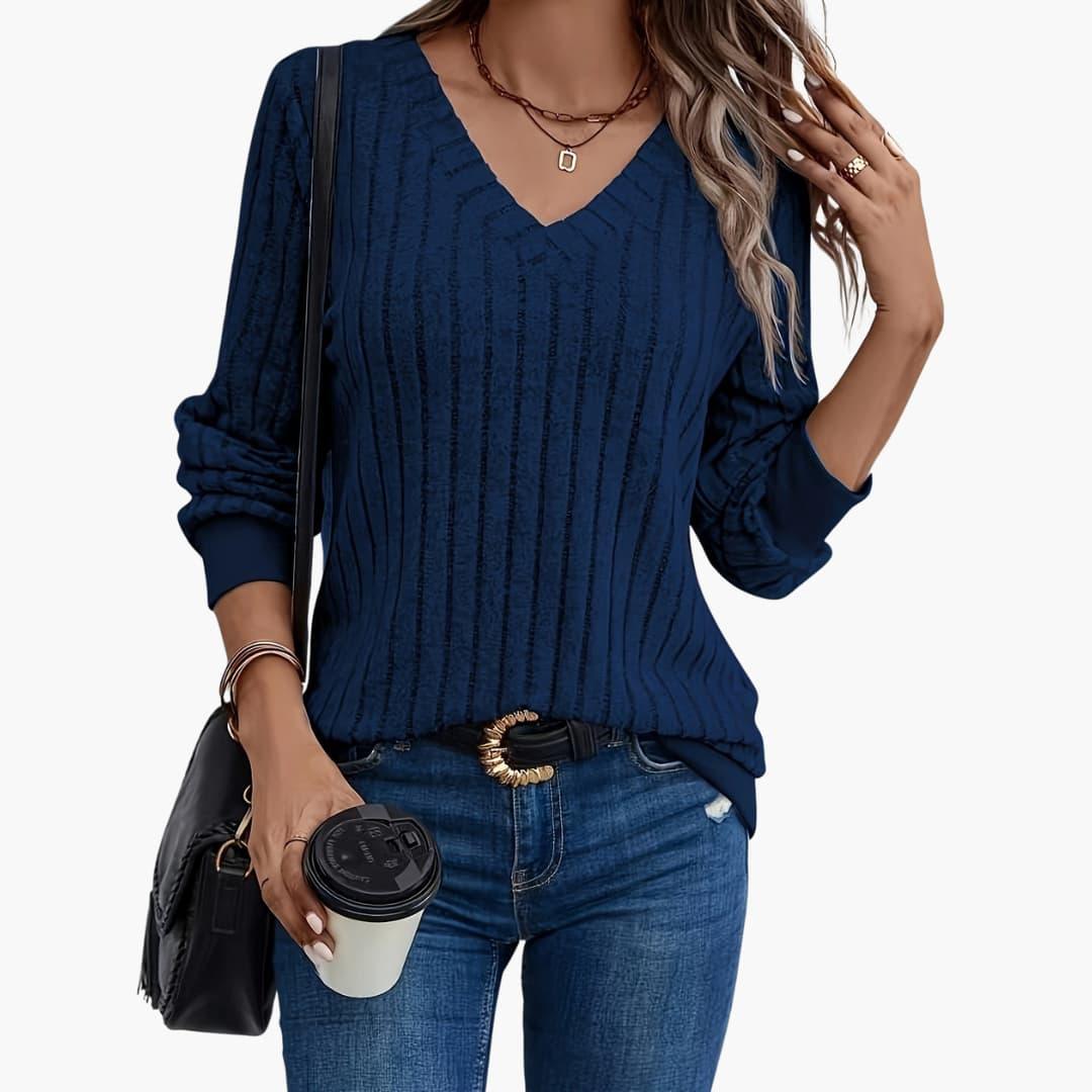 Bavane | Women's Pullover with V-Neck and Long Sleeves