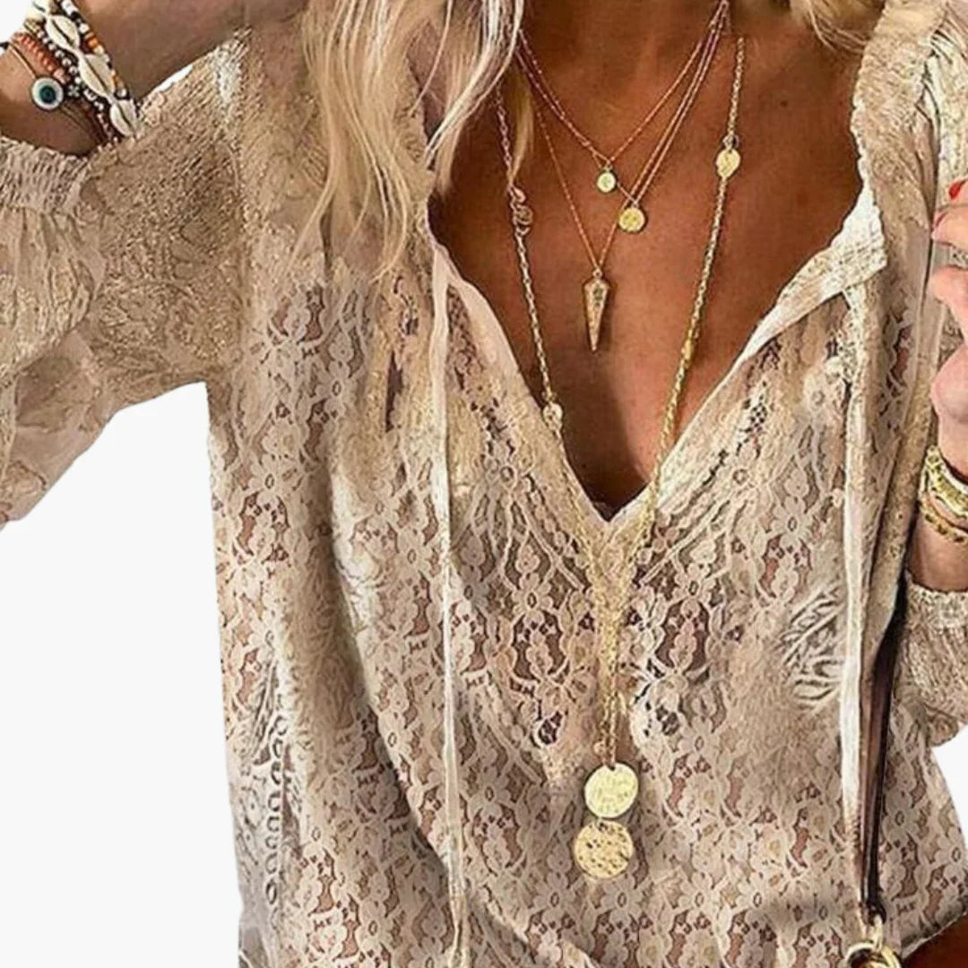 Bavane | Boho Blouse with Slit Neckline for Women - Airy & Elegant