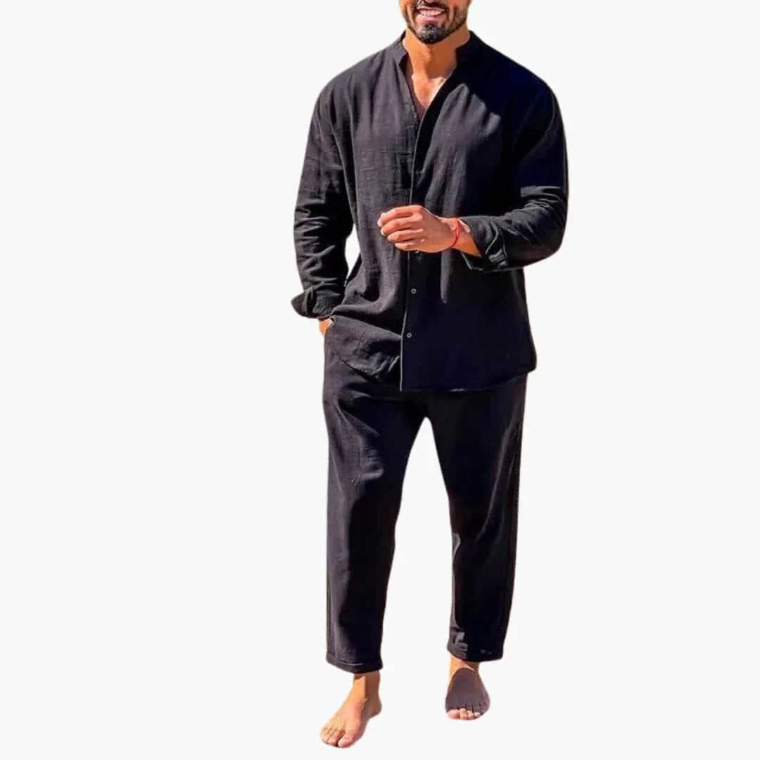 Bavane | Men's Two-Piece Linen Set with Long Sleeve Shirt and Pants