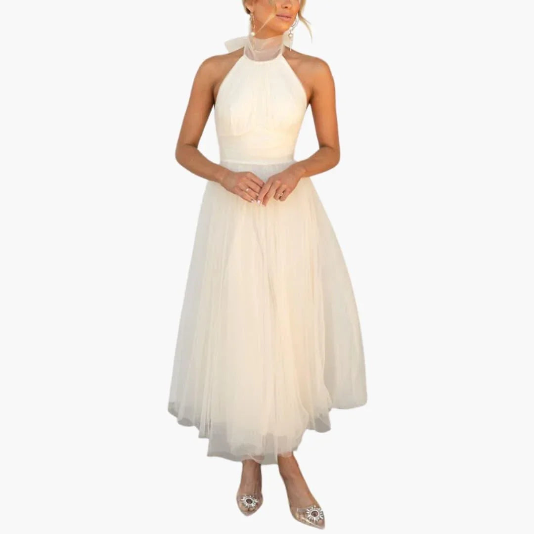 Bavane | Women's Tulle Dress with Halter Neck Elegant Party Dress