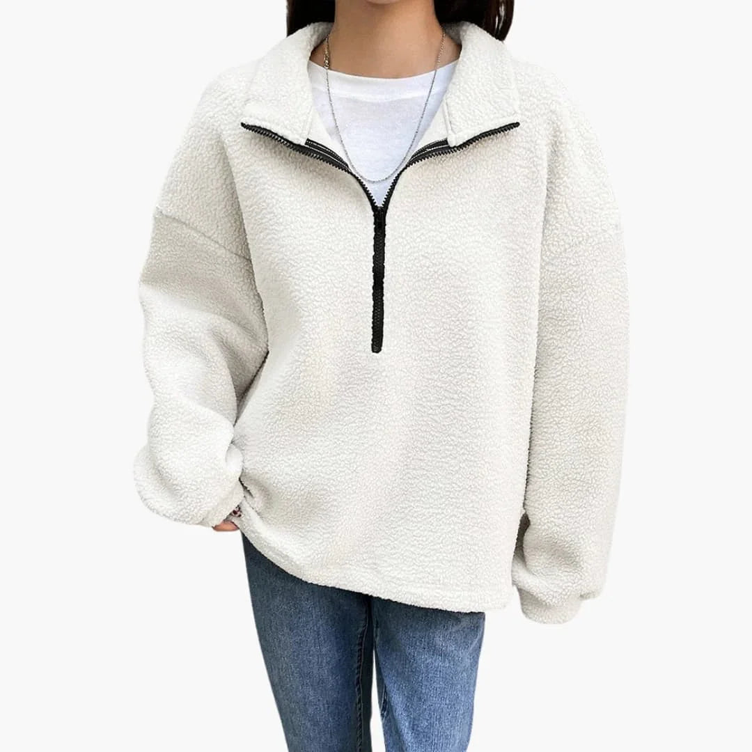 Bavane | Women's Pullover with Half-Zip and Stand-Up Collar