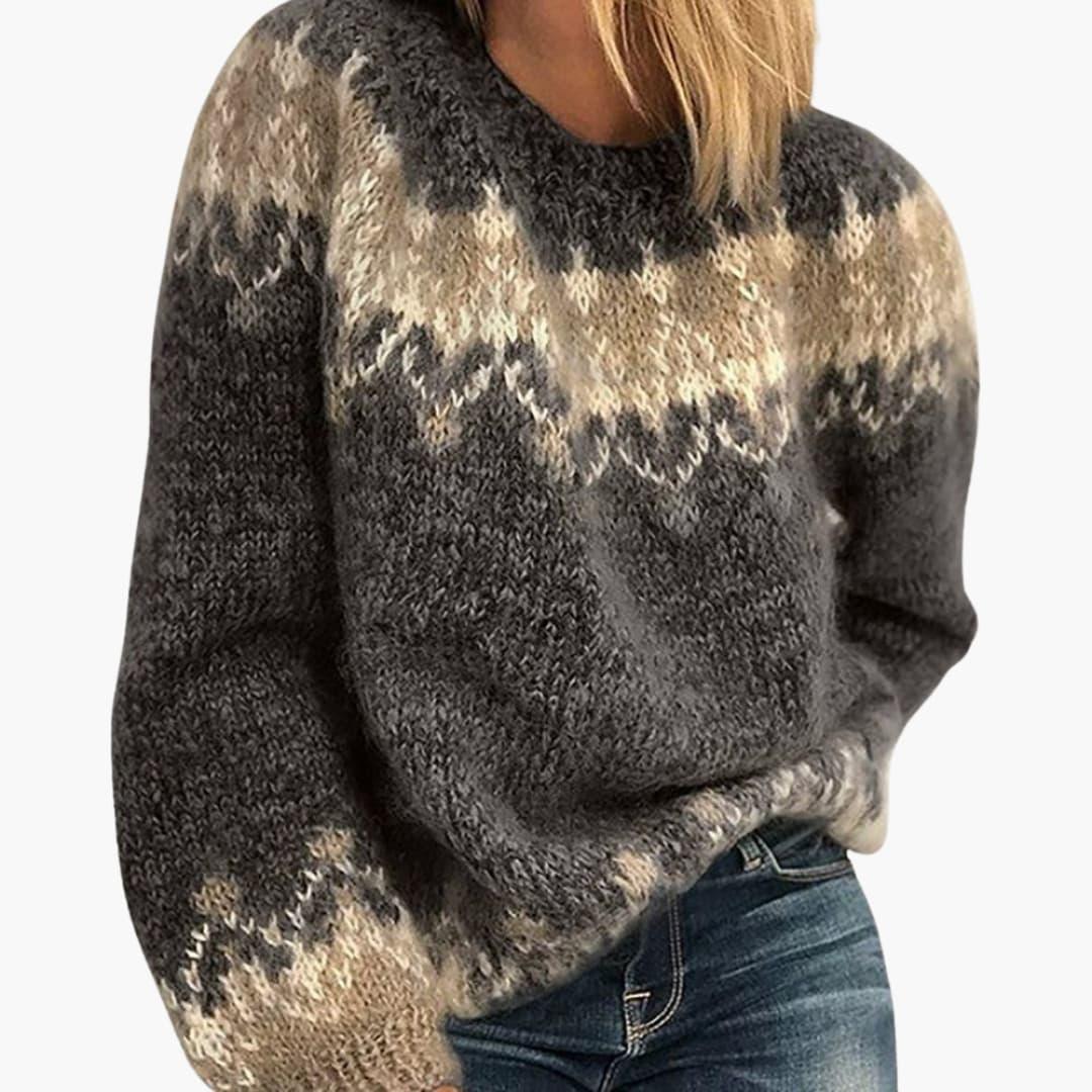 Bavane | Women's Pullover with Round Neck and Patterned Knit