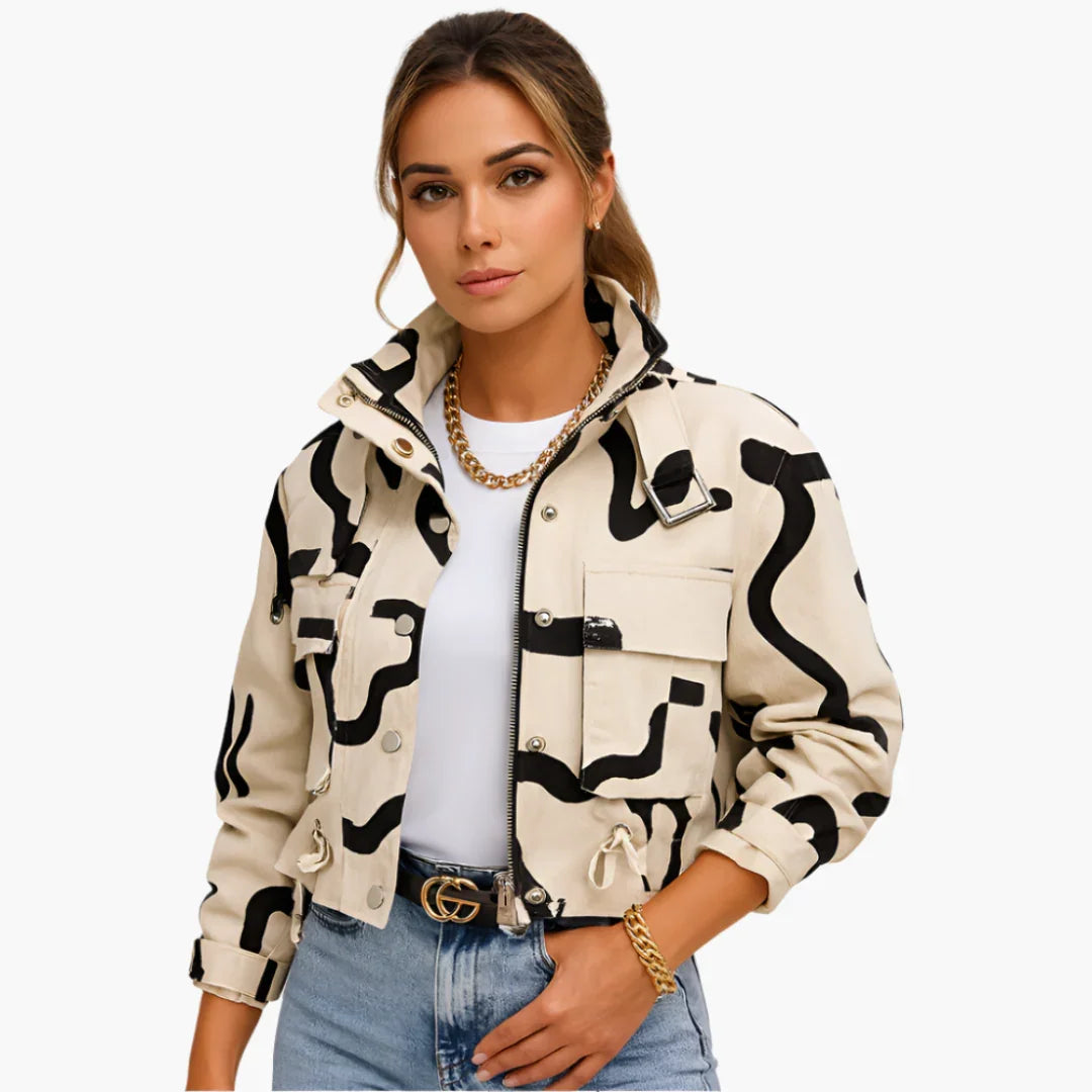 Bavane | Women's Cropped Utility Jacket with Front Zipper