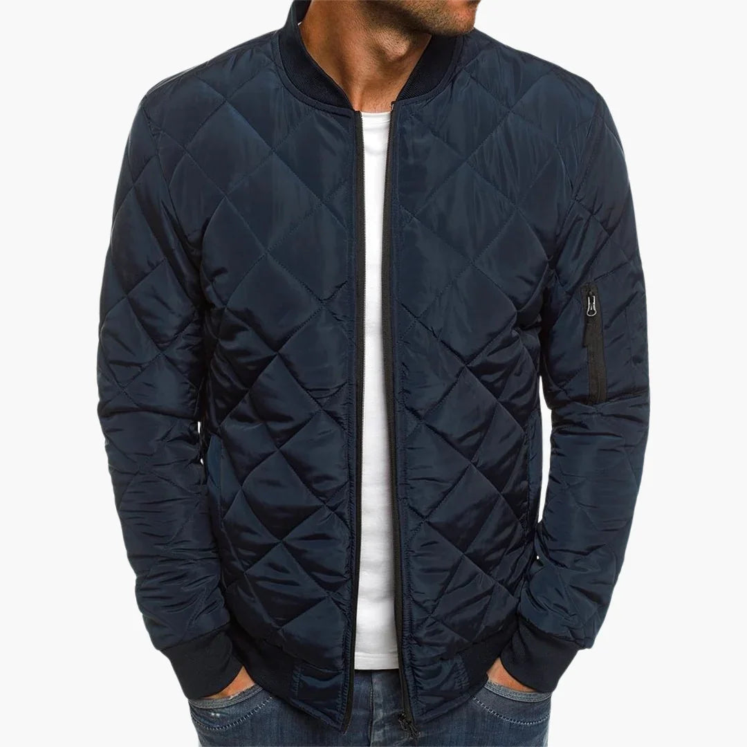 Bavane | Men's Quilted Bomber Jacket with Zipper and Sleeve Pocket
