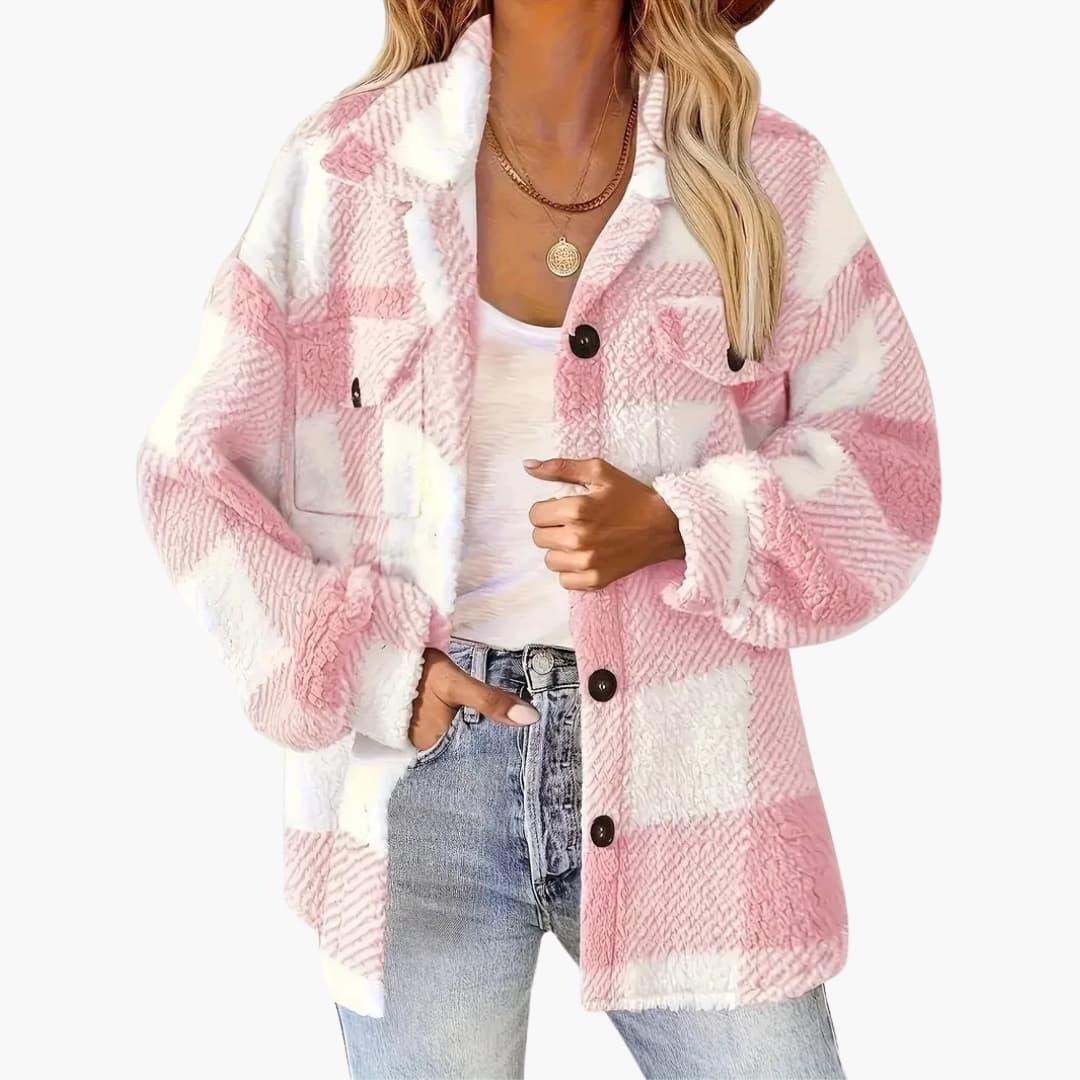 Bavane | Women's jacket with check pattern and button closure