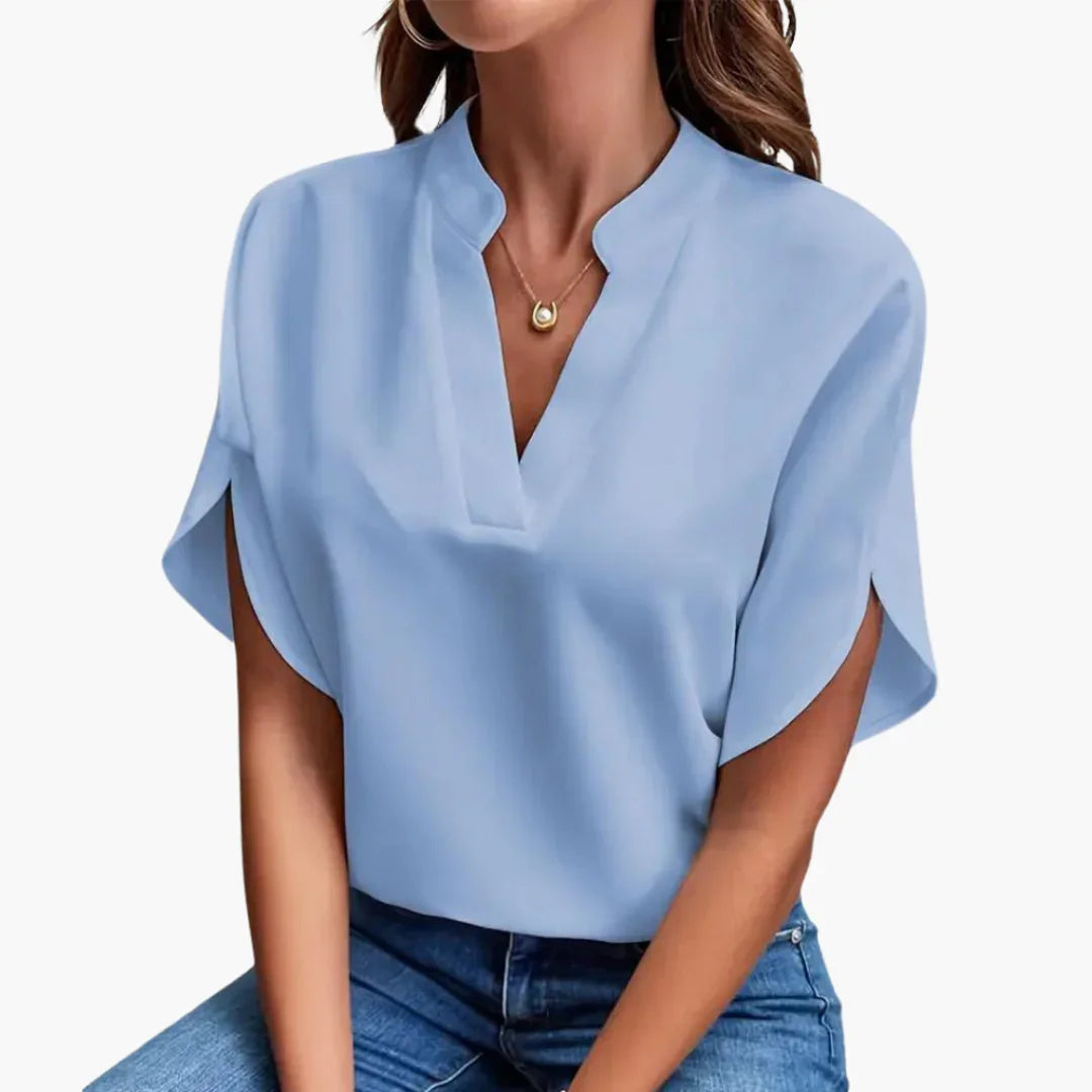 Bavane | Blouse with V-Neck for Women Short Sleeve and Elegant