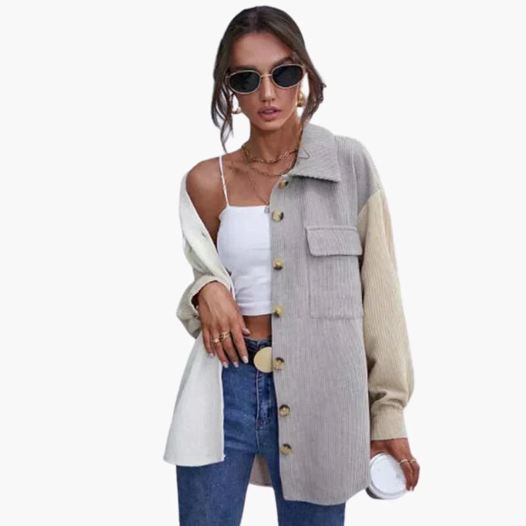 Bavane | Women's Cord Jacket with Button Closure and Pockets