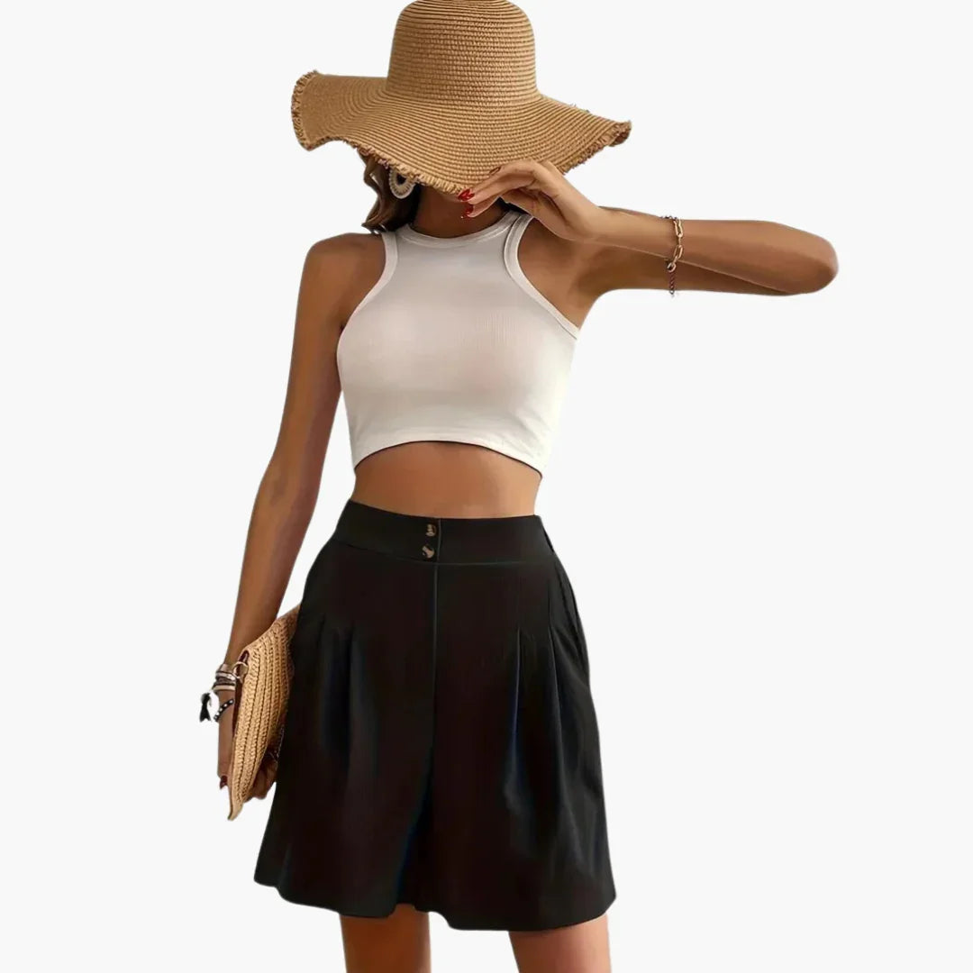 Bavane | Ribbed Crop Top with Pleated Skirt for Women Summer Outfit