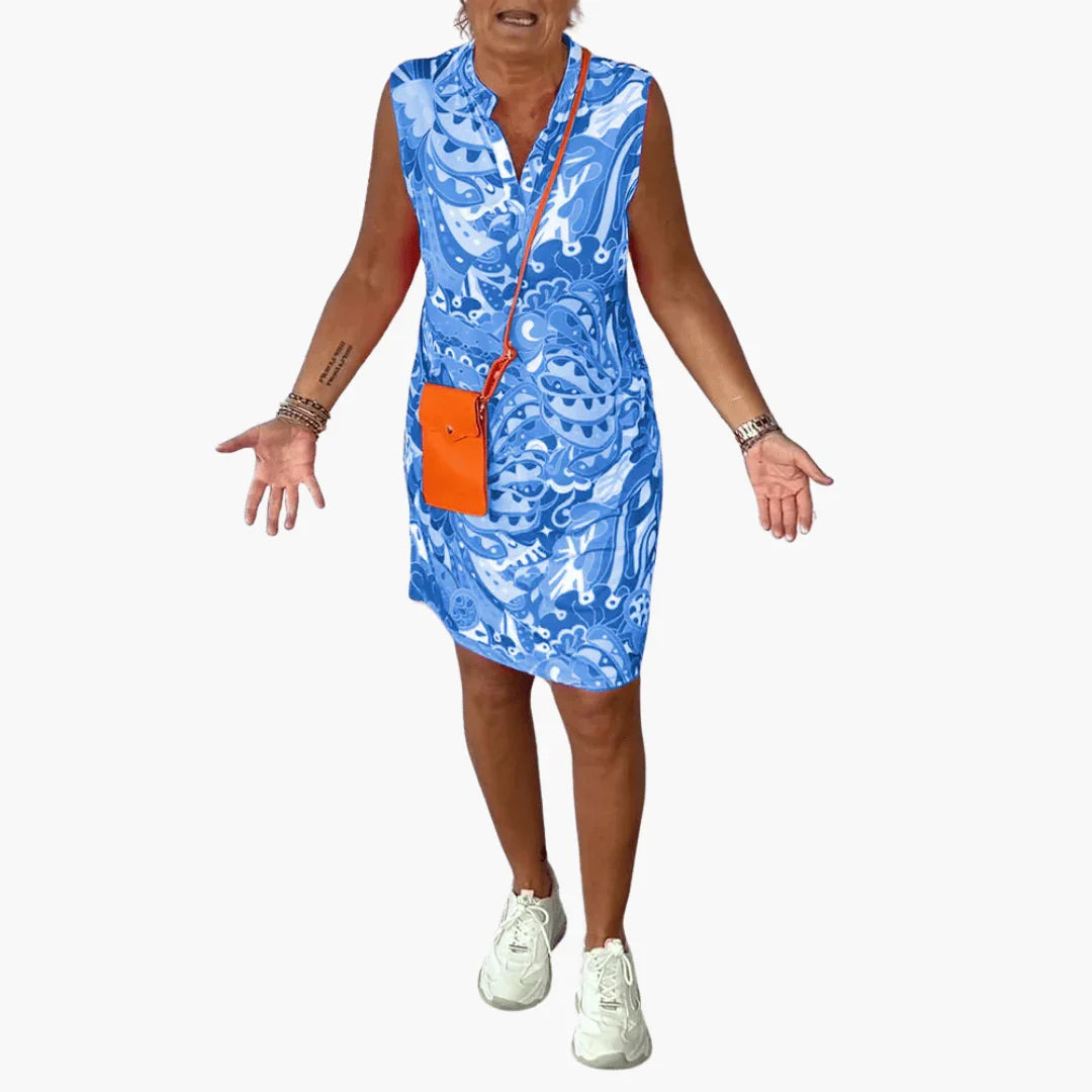 Bavane | Floral Dress for Women with V-Neck and Pockets Summer Midi Dress