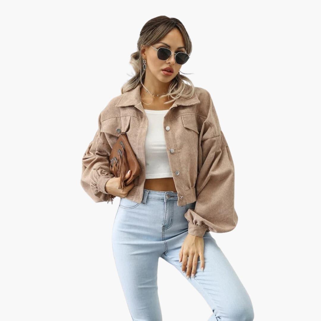 Bavane | Women's Cord Jacket with Button Closure and Long Sleeves