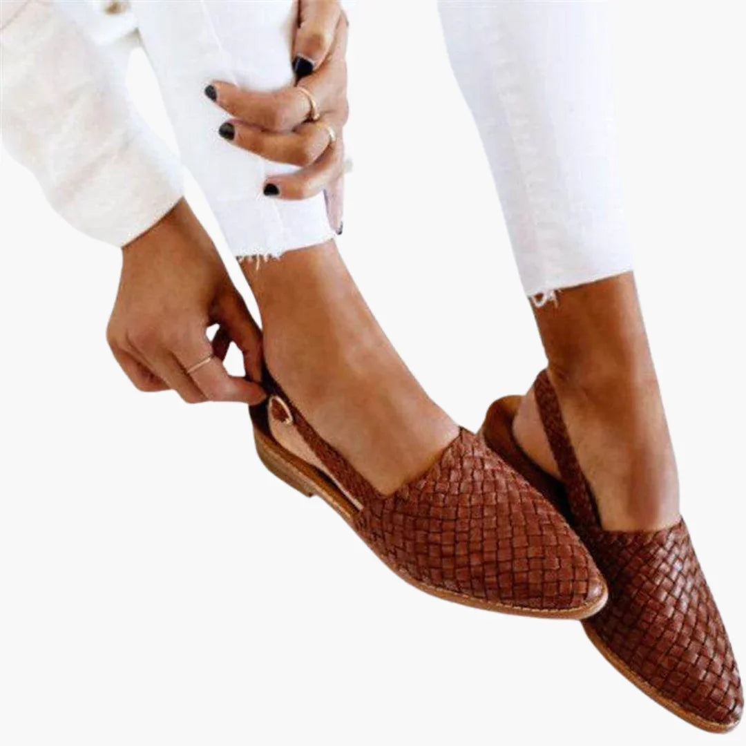 Bavane | Braided Leather Slingbacks for Women - Flat Summer Shoes