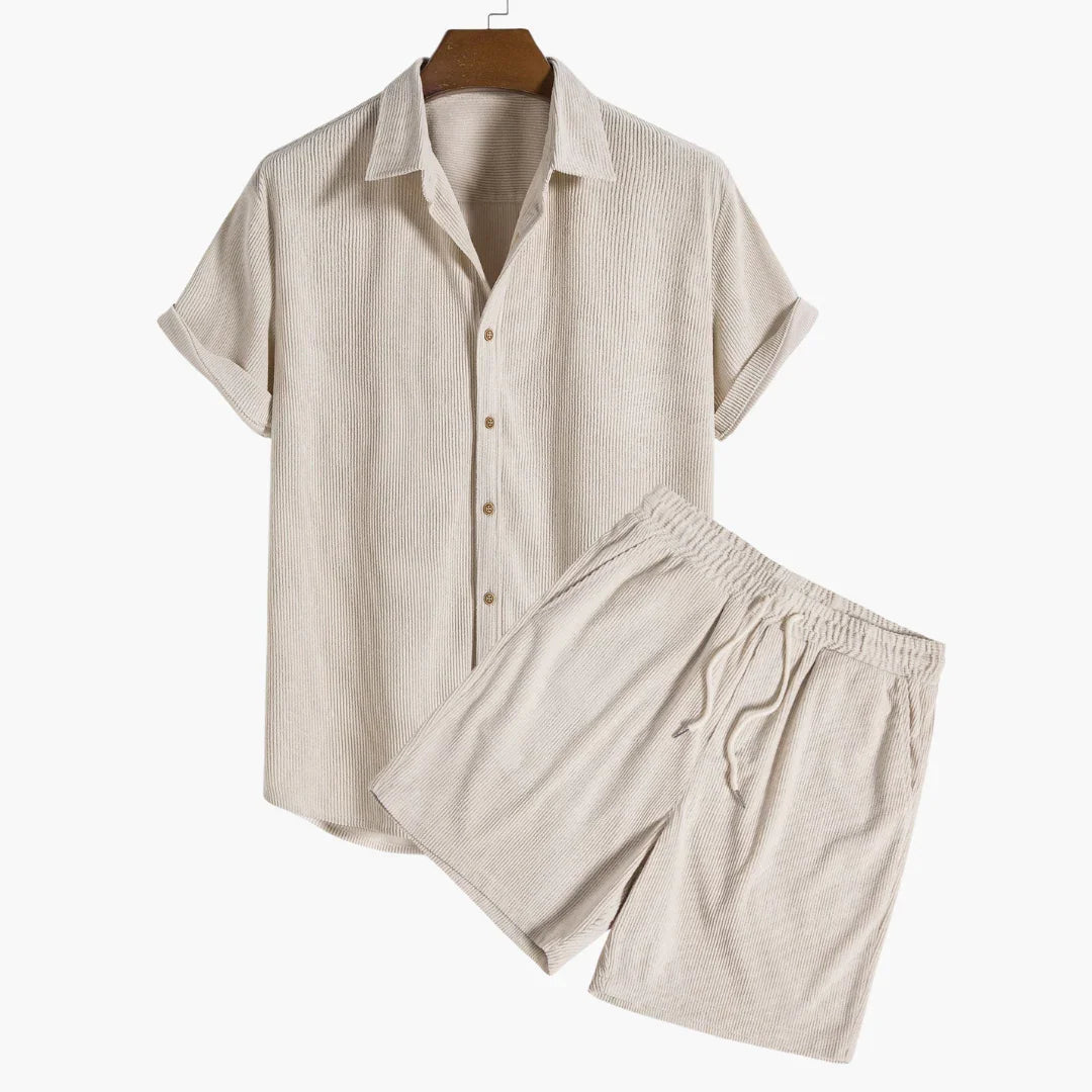 Bavane | Two-Piece Cord Set with Short Sleeve Shirt - Men's Outfit