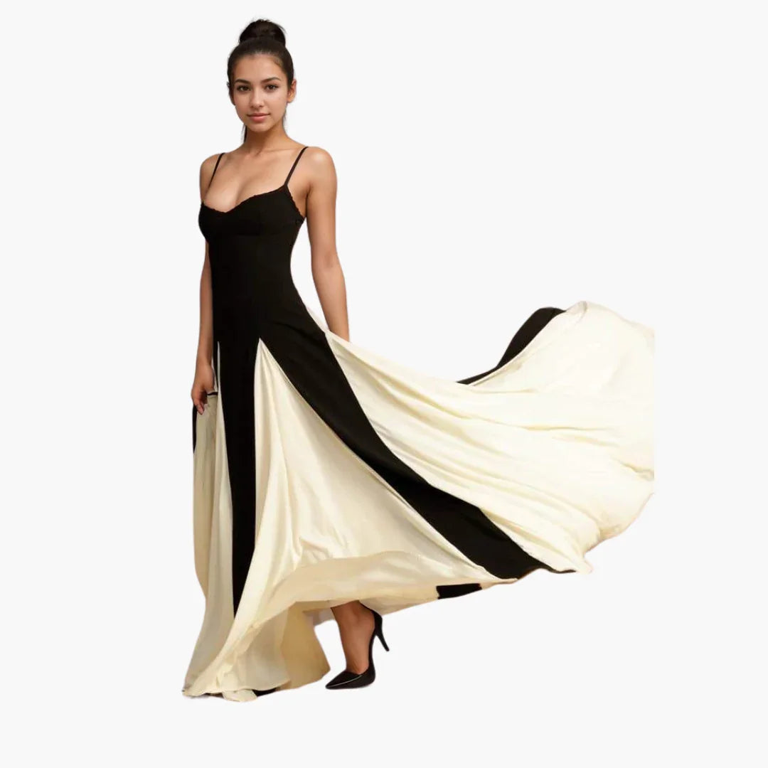 Bavane | Colorblock Maxi Dress for Women Elegant with Heart Neckline