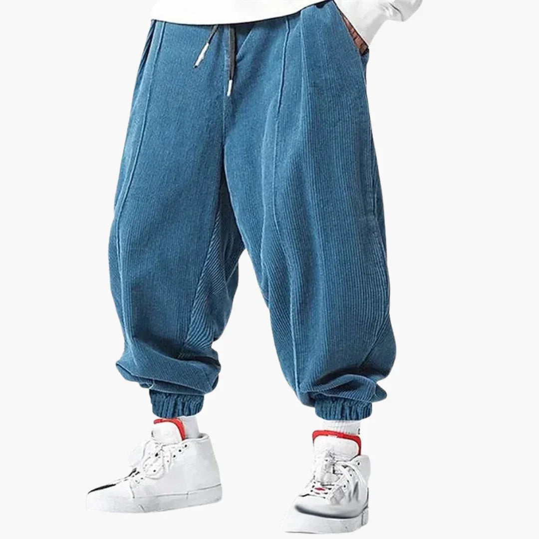 Bavane | Men's Cord Trousers with Waistband and Drawstring and Cuffs