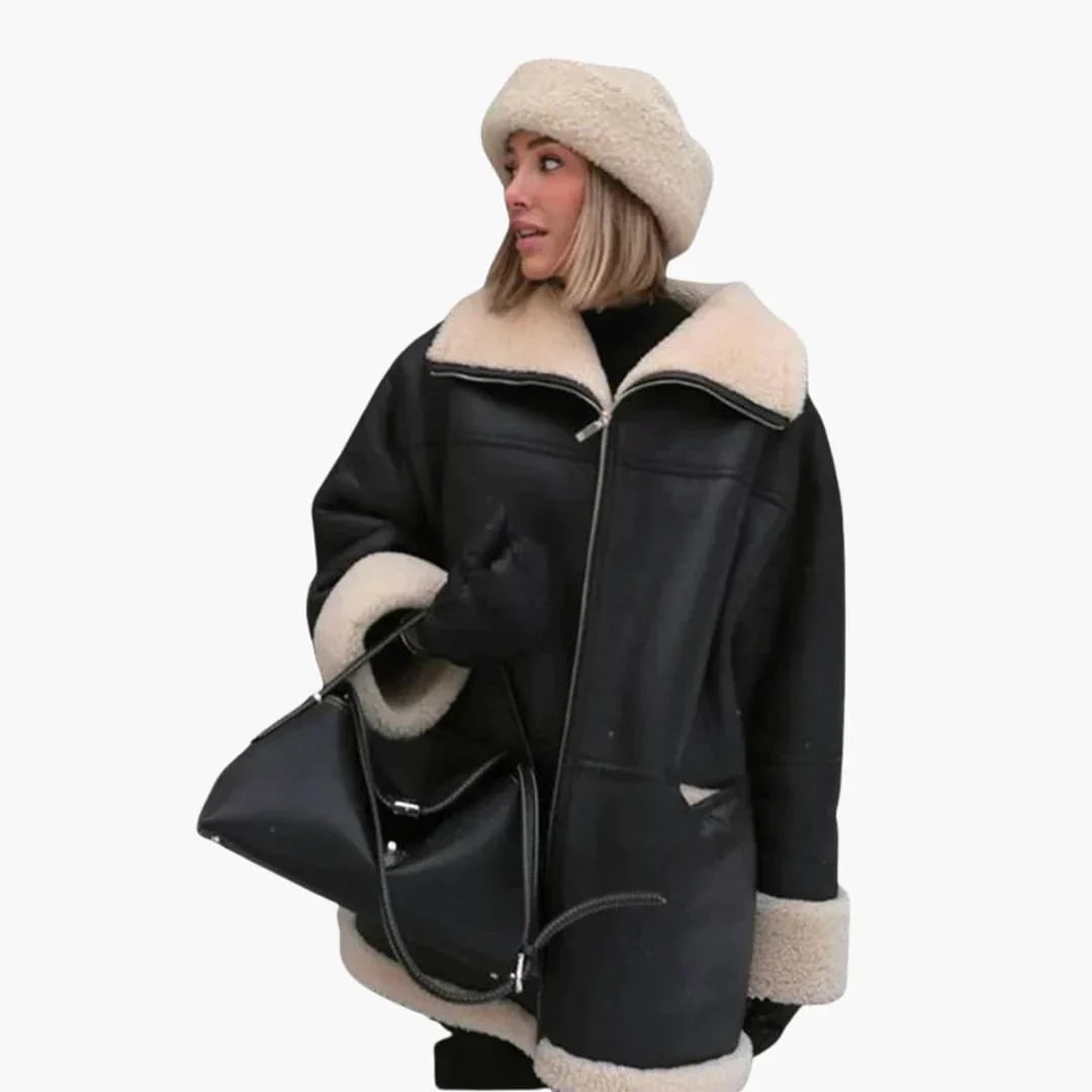 Bavane | Women's Winter Jacket with Wide Collar and Zipper
