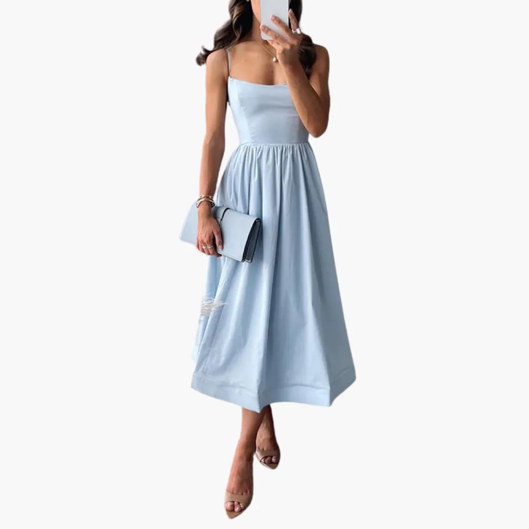 Bavane | Floral A-Line Midi Dress for Women Elegant Summer Dress