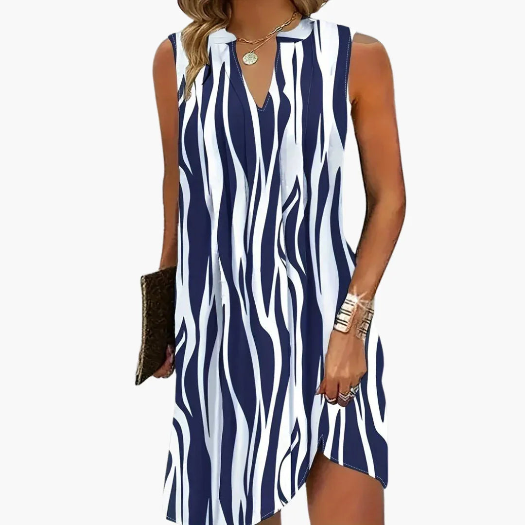 Bavane | Striped Mini Dress - Sleeveless Women's Dress for Summer