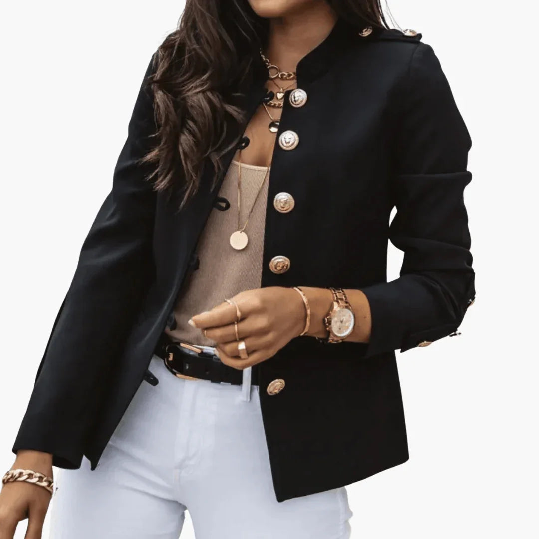 Bavane | Women's Short Autumn Jacket with Button Closure and Pockets