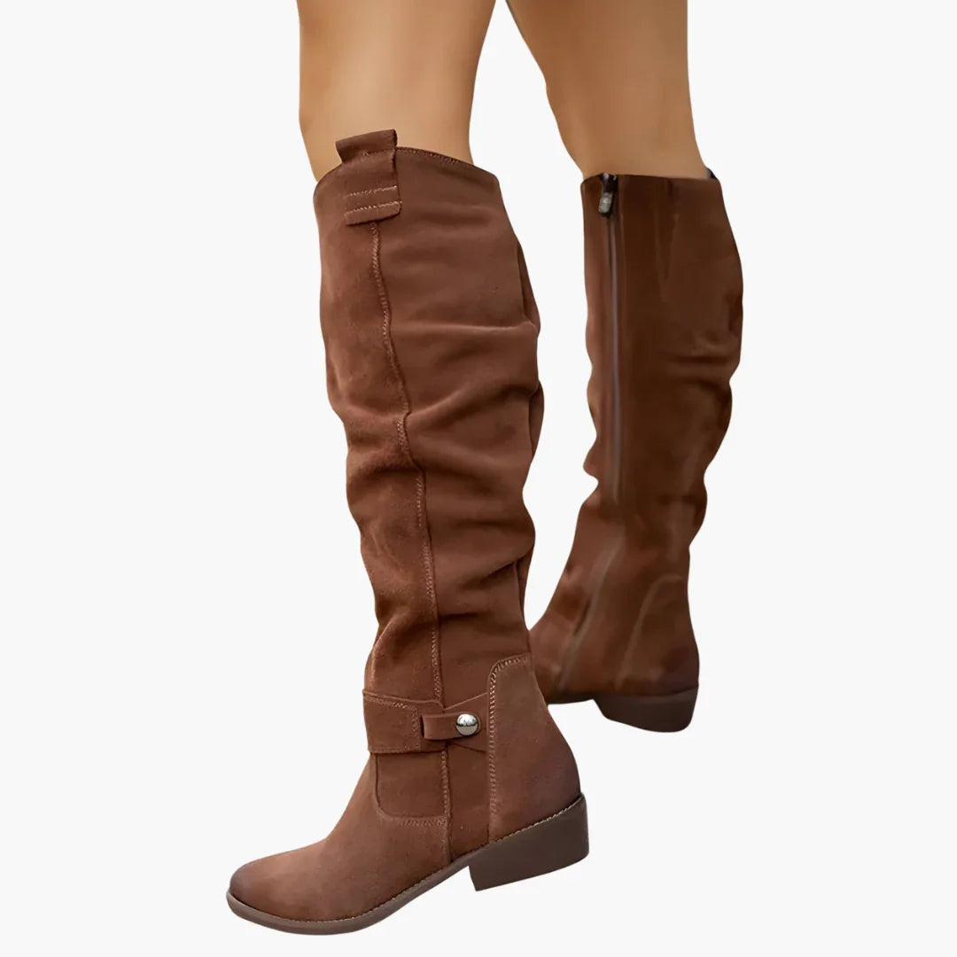 Bavane | Knee-high Boots - for Women with Block Heel and Zipper
