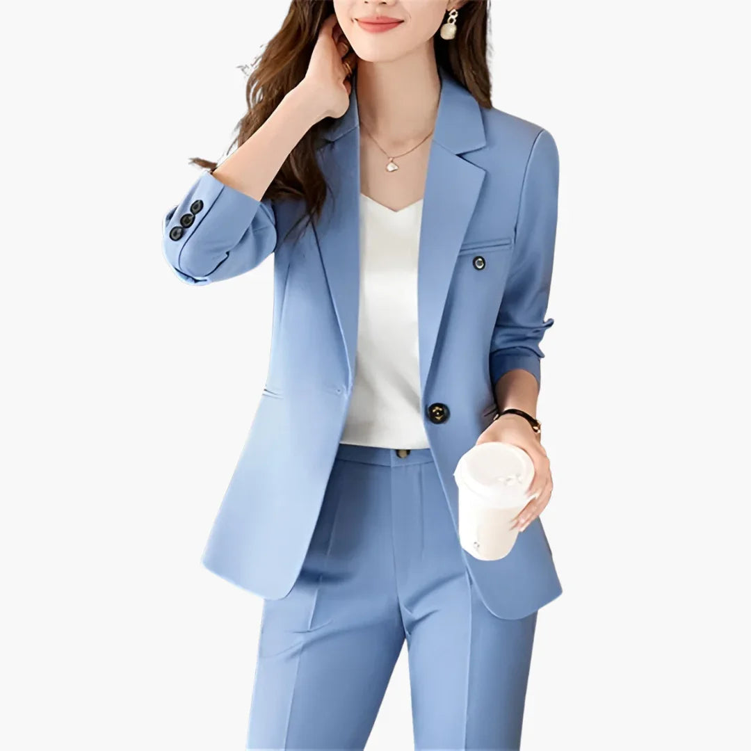 Bavane | Blazer Set for Women with Lapel and Button Placket in Front