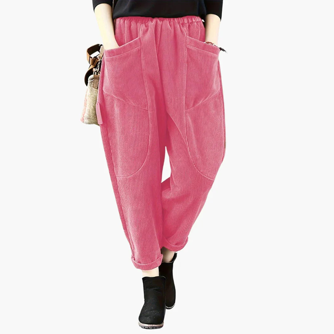 Bavane | Women's Corduroy Pants with Wide Legs and Pockets