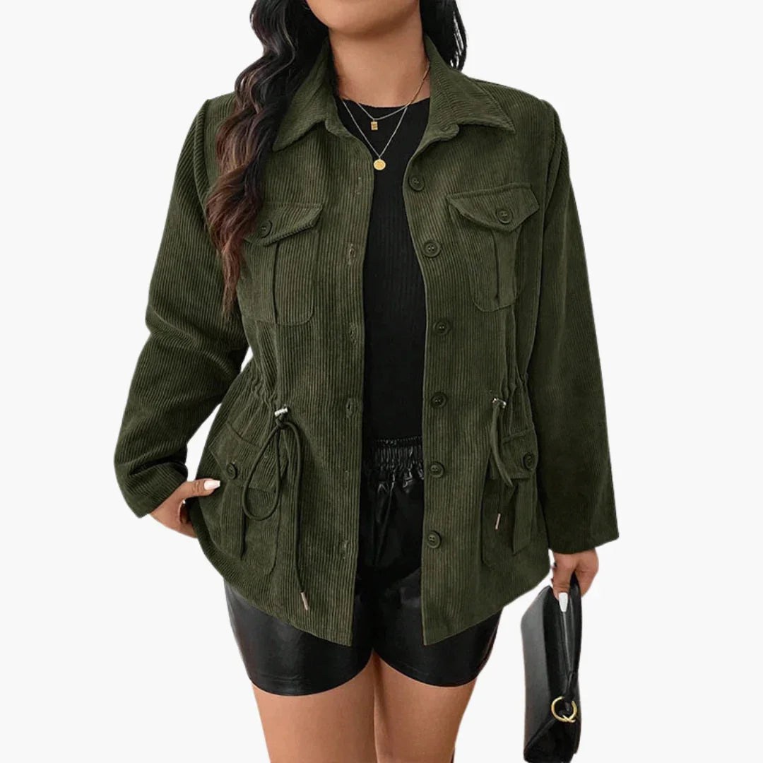 Bavane | Women's Cord Jacket with Waist Drawstring