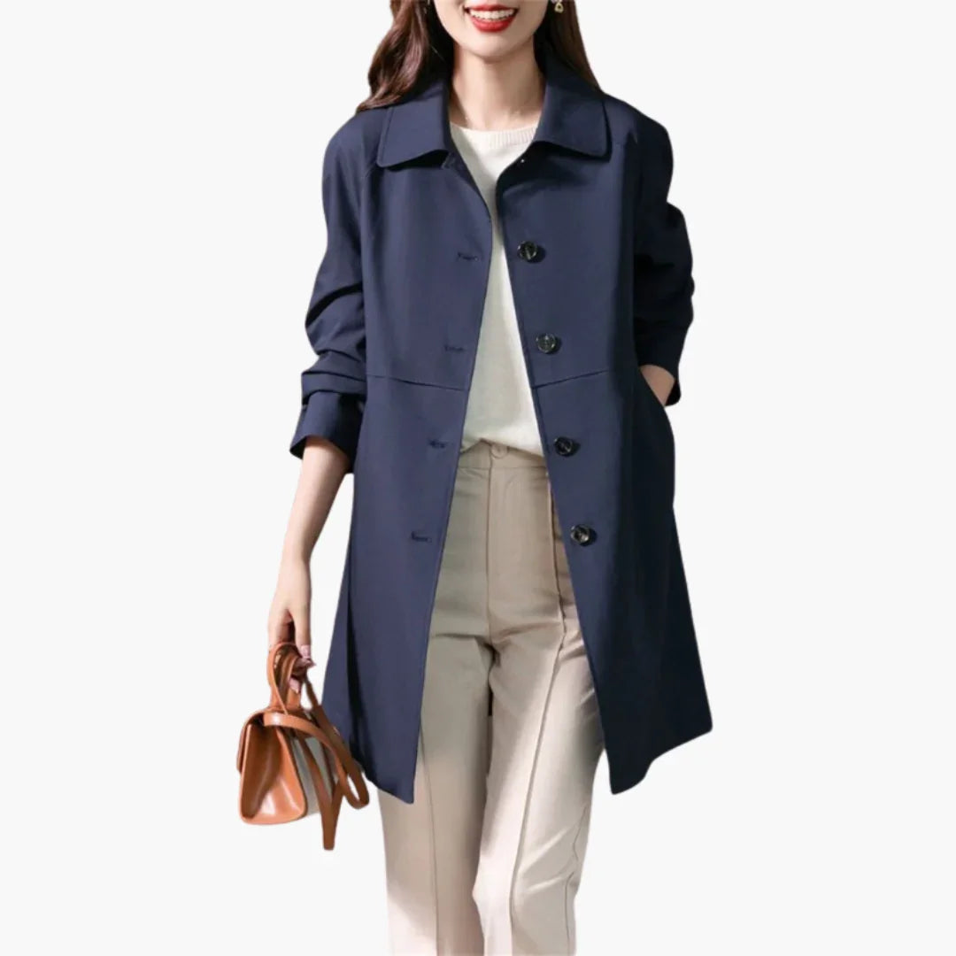 Bavane | Women's Mid-Length Coat with Buttons and Pockets