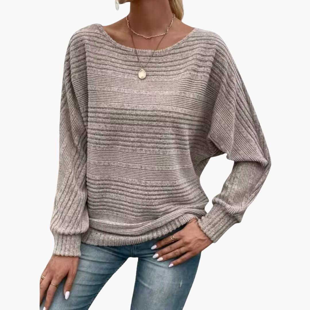 Bavane | Women's Sweater with Boat Neck and Striped Surface