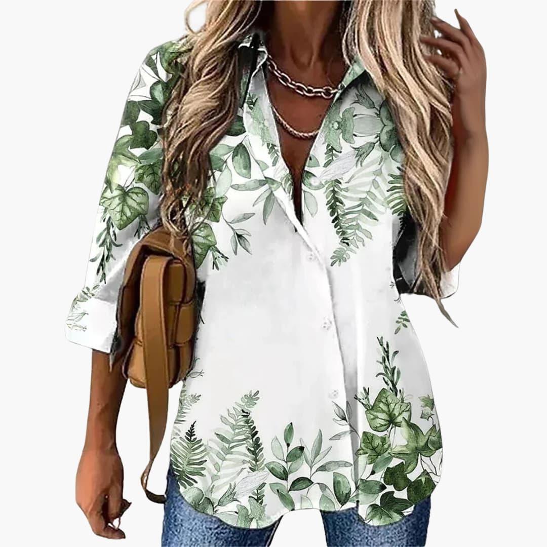 Bavane | Loose Women's Blouse with Floral Pattern - Airy & Elegant