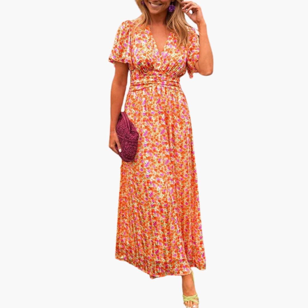 Bavane | Floral Wrap Maxi Dress - for Women with V-Neck
