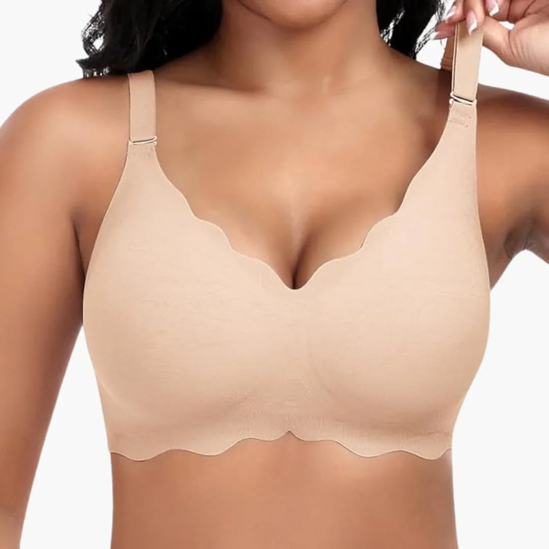 Bavane | Women's Wireless Bra with V-Neck and Lace Details