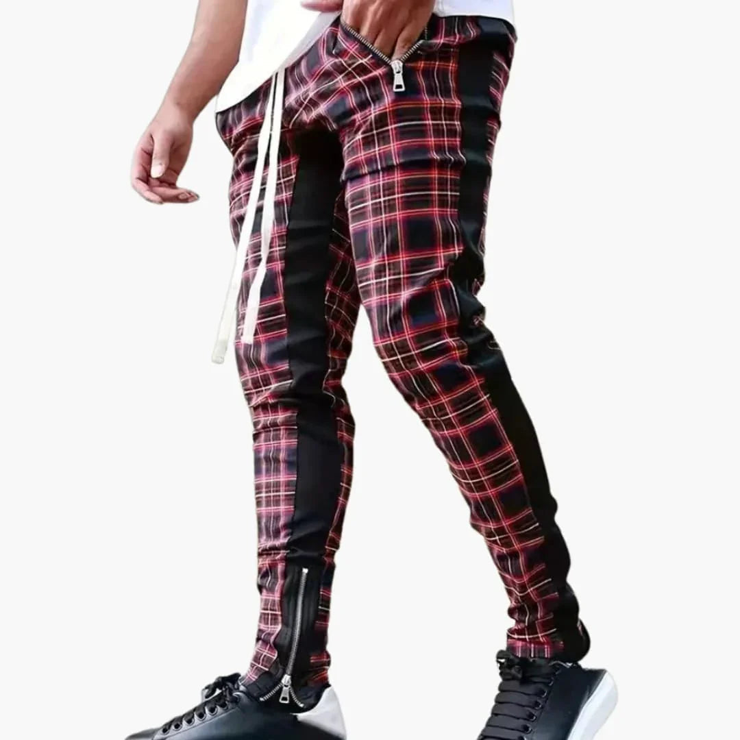 Bavane | Men's Cotton Trousers with Check Pattern and Drawstring for Summer