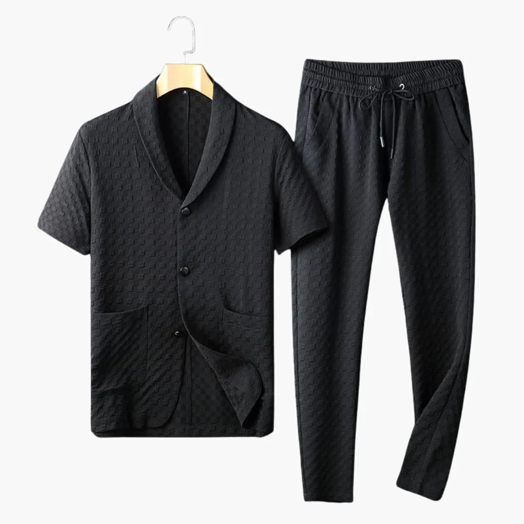 Bavane | Men's Summer Loungewear Set with Button Placket and Jogging Pants