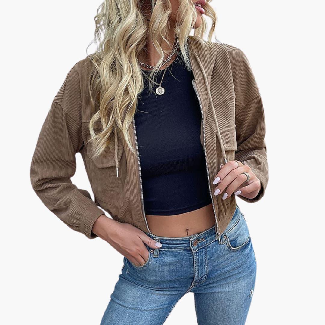 Bavane | Women's Cord Jacket with Zipper and Pockets