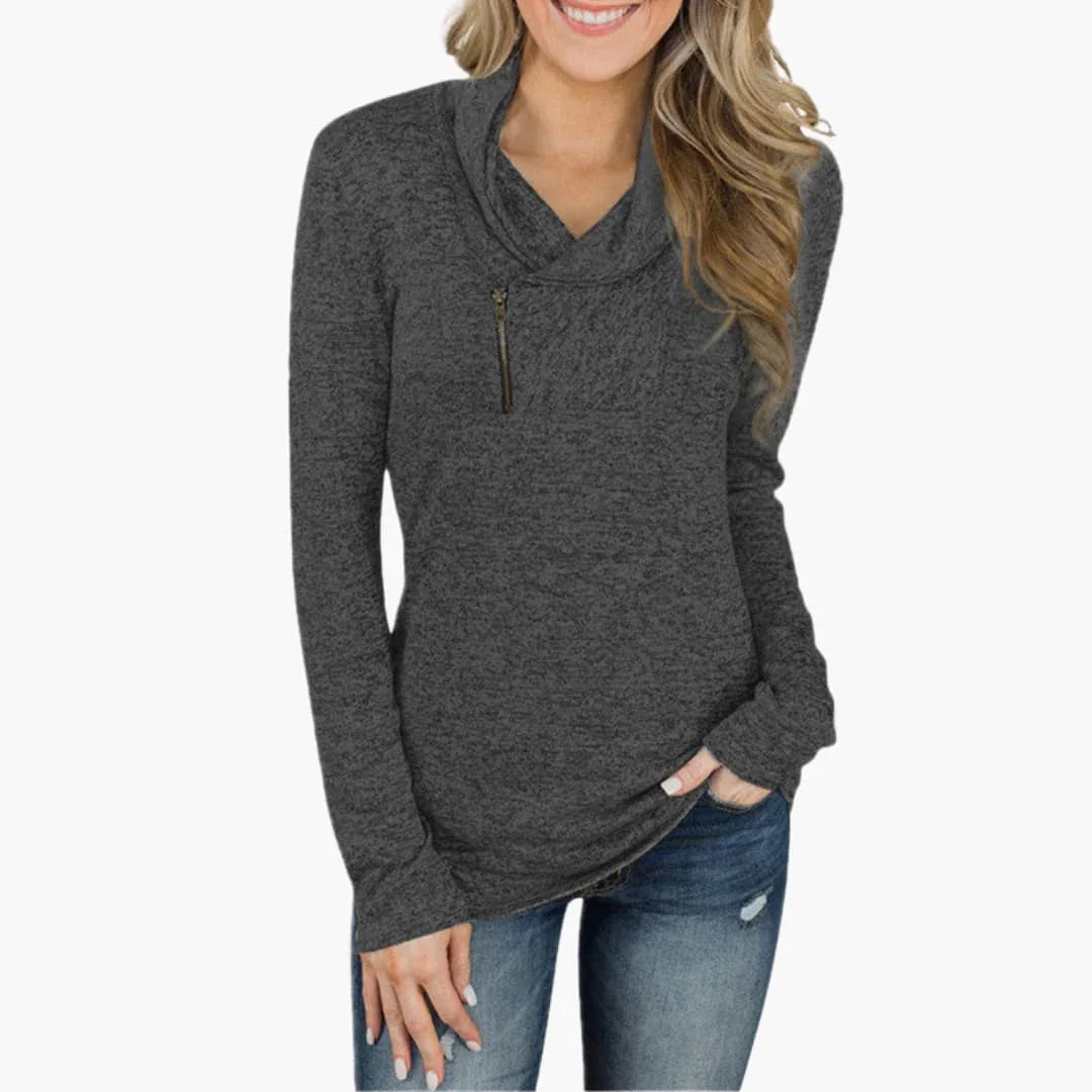 Bavane | Women's Sweater with Collar and Zipper Combines Style and Function