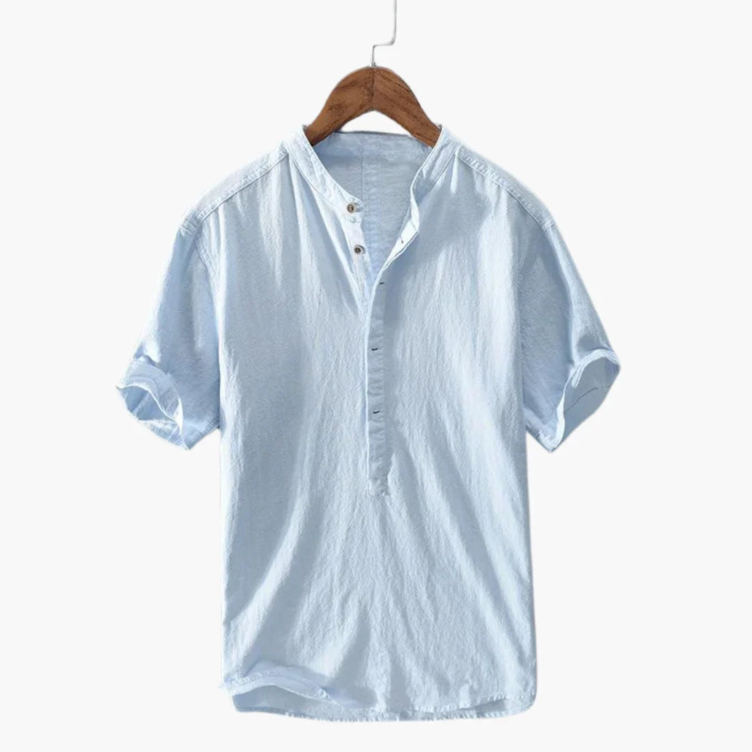 Bavane | Light Short-Sleeve Shirt for Men - with Stand-Up Collar, Summery