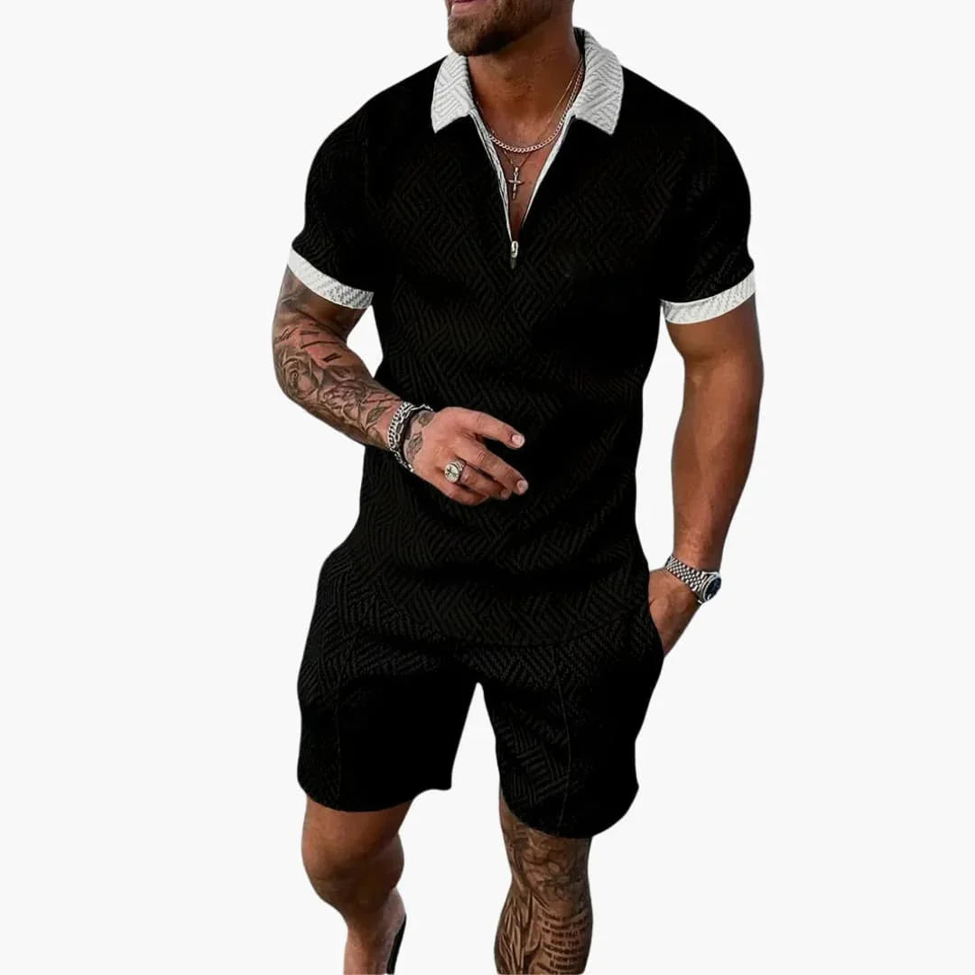 Bavane | Men's Summer Two-Piece with Zipper and Shorts