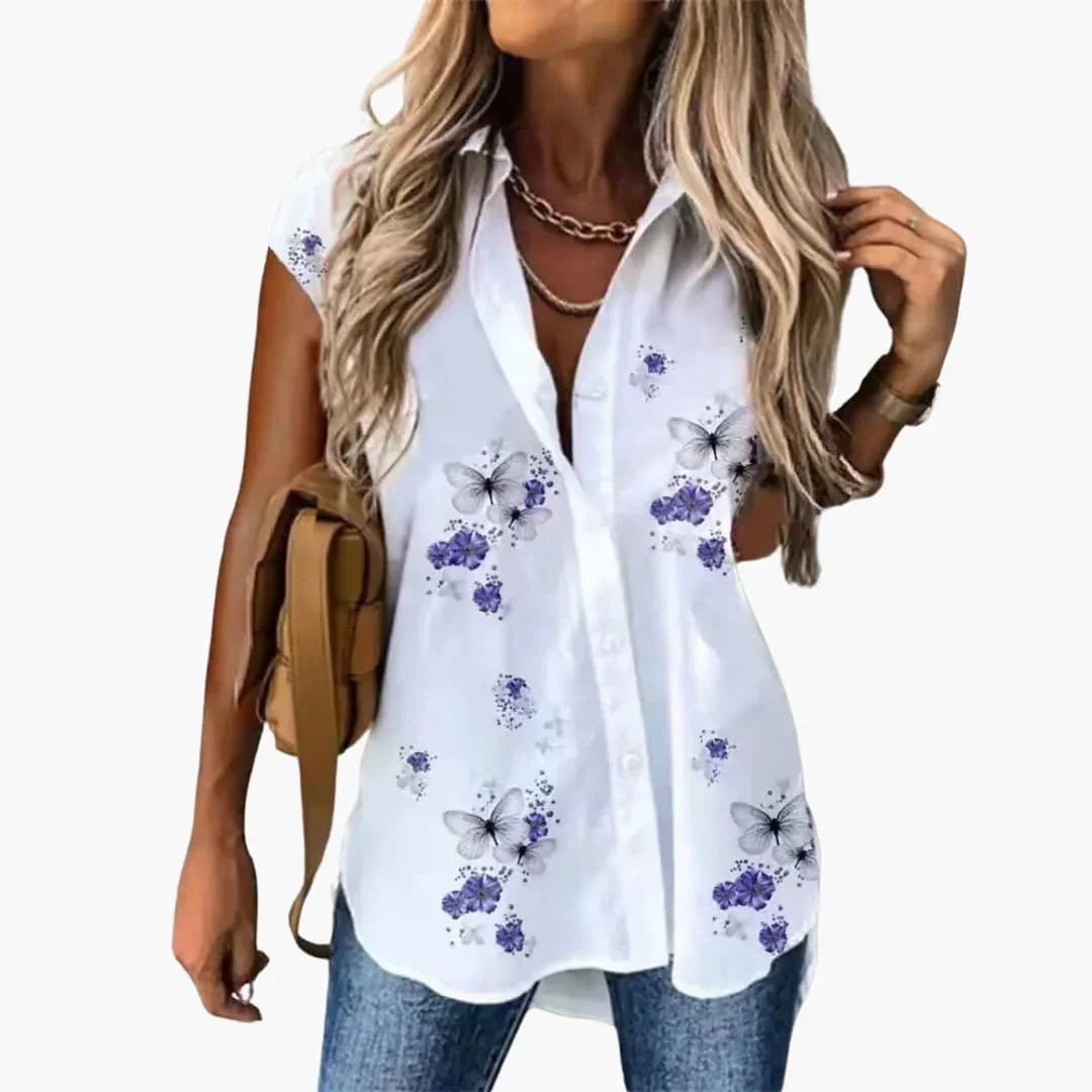 Bavane | Summer Top for Women with Butterfly Print Lightweight