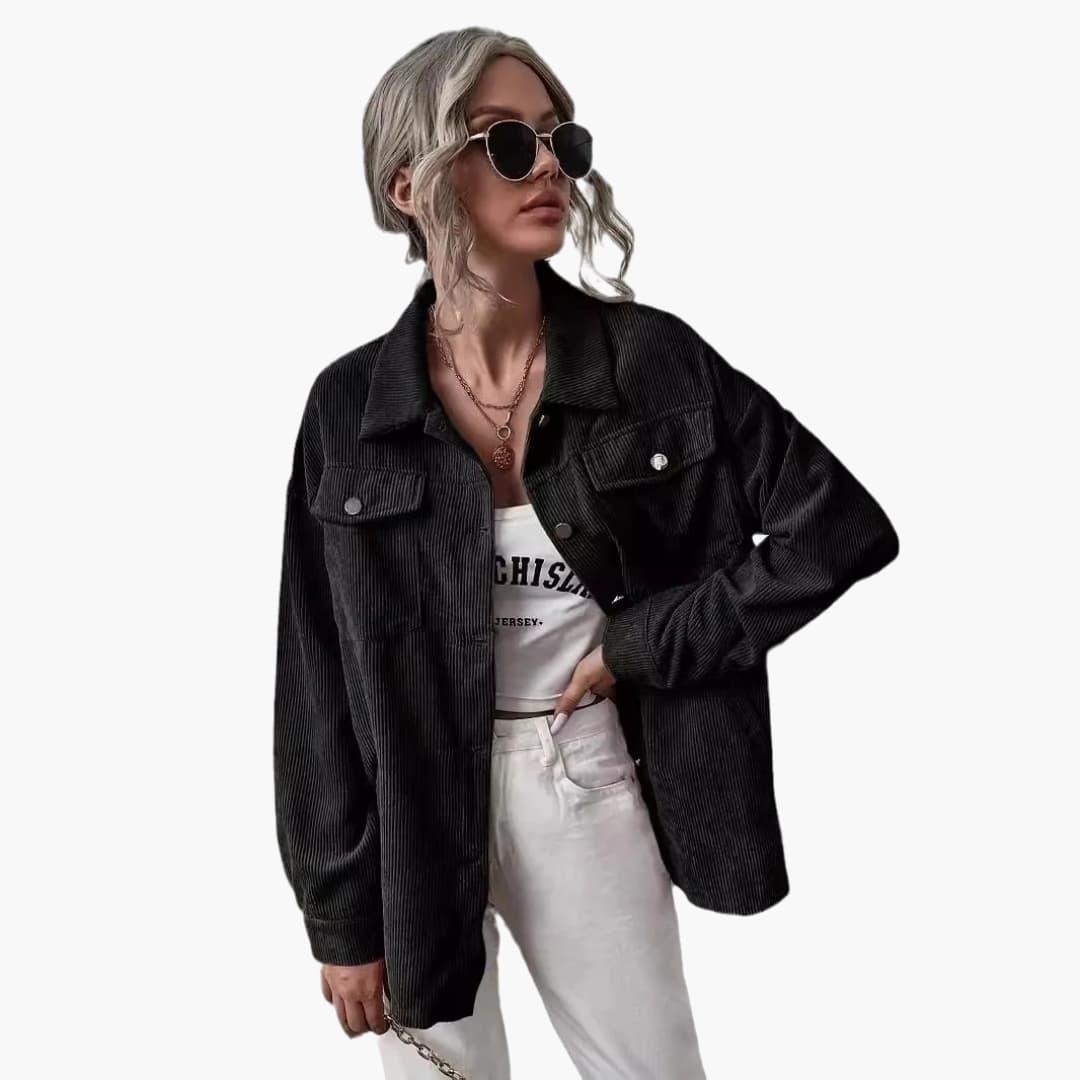 Bavane | Women's Cord Jacket with Collar and Front Pockets