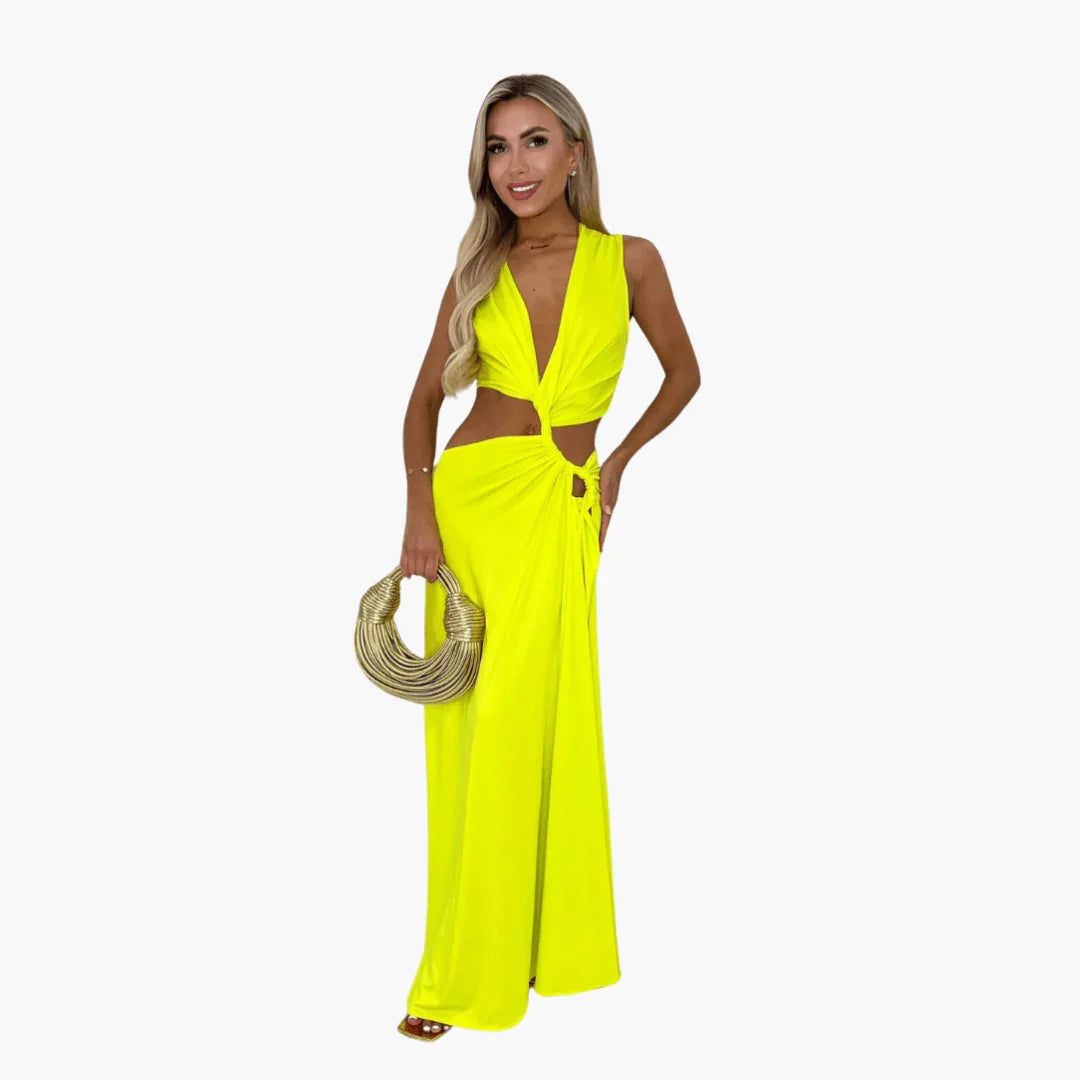 Bavane | Summer Dress for Women Cut-Out, V-Neck, Side Slit
