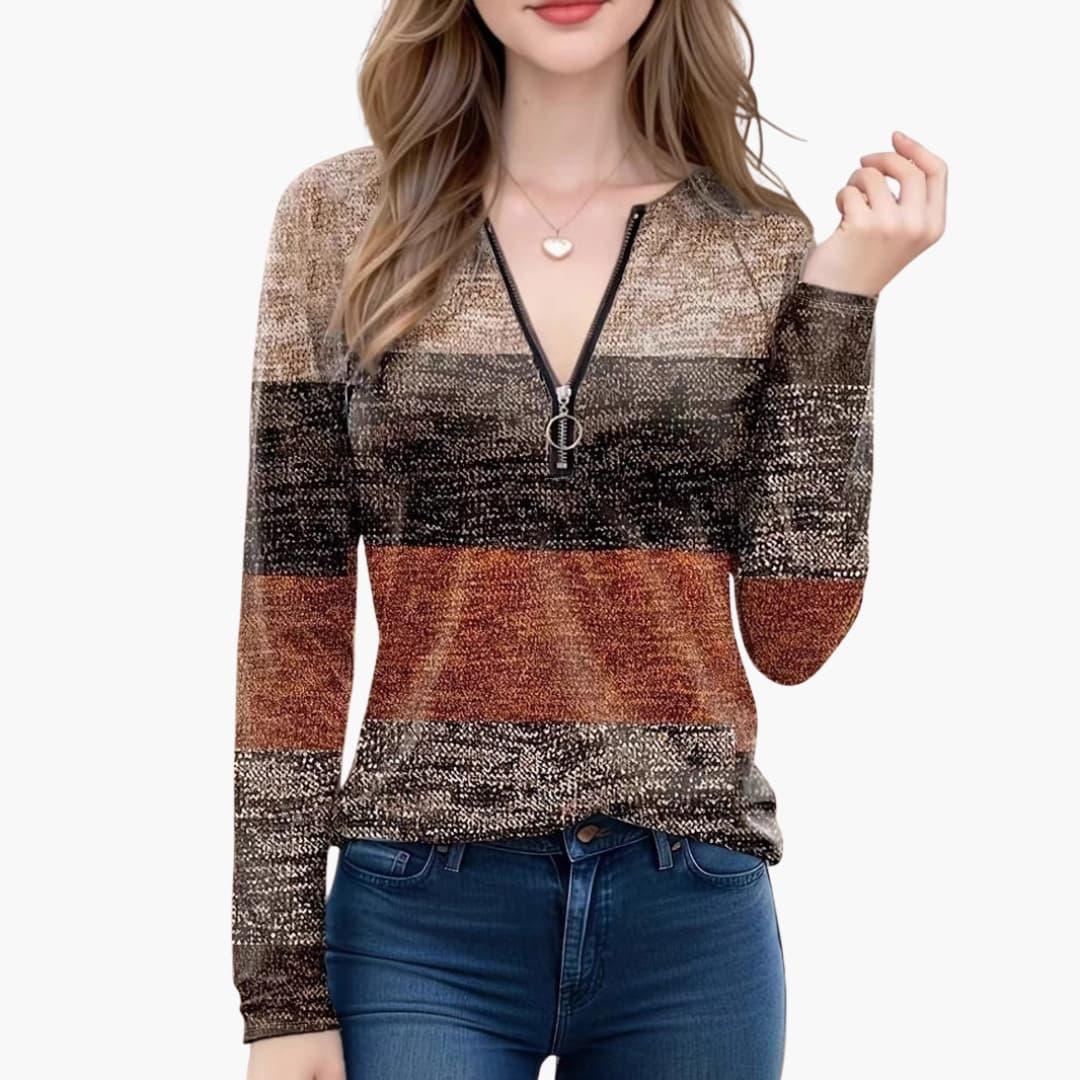 Bavane | Women's Zip-Up Sweater with Textured Design Trendy and Practical