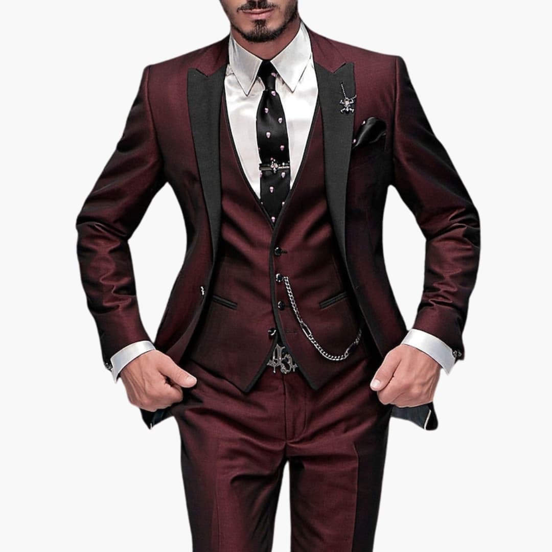 Bavane | Men's Three-Piece Suit with Notched Lapel and Button Closure