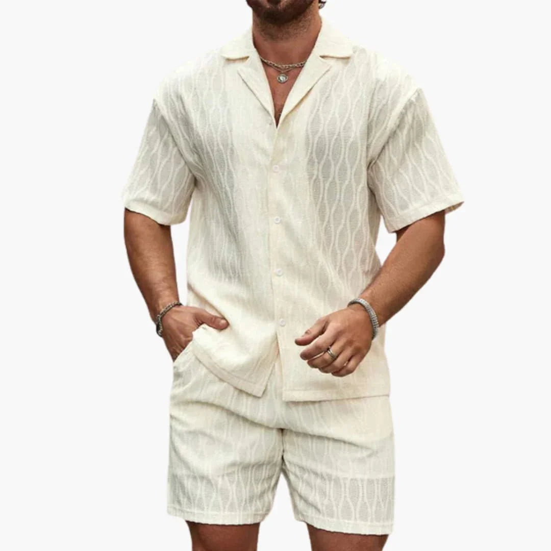 Bavane | Men's Two-Piece Set Made of Lightweight Fabric with Shirt and Shorts