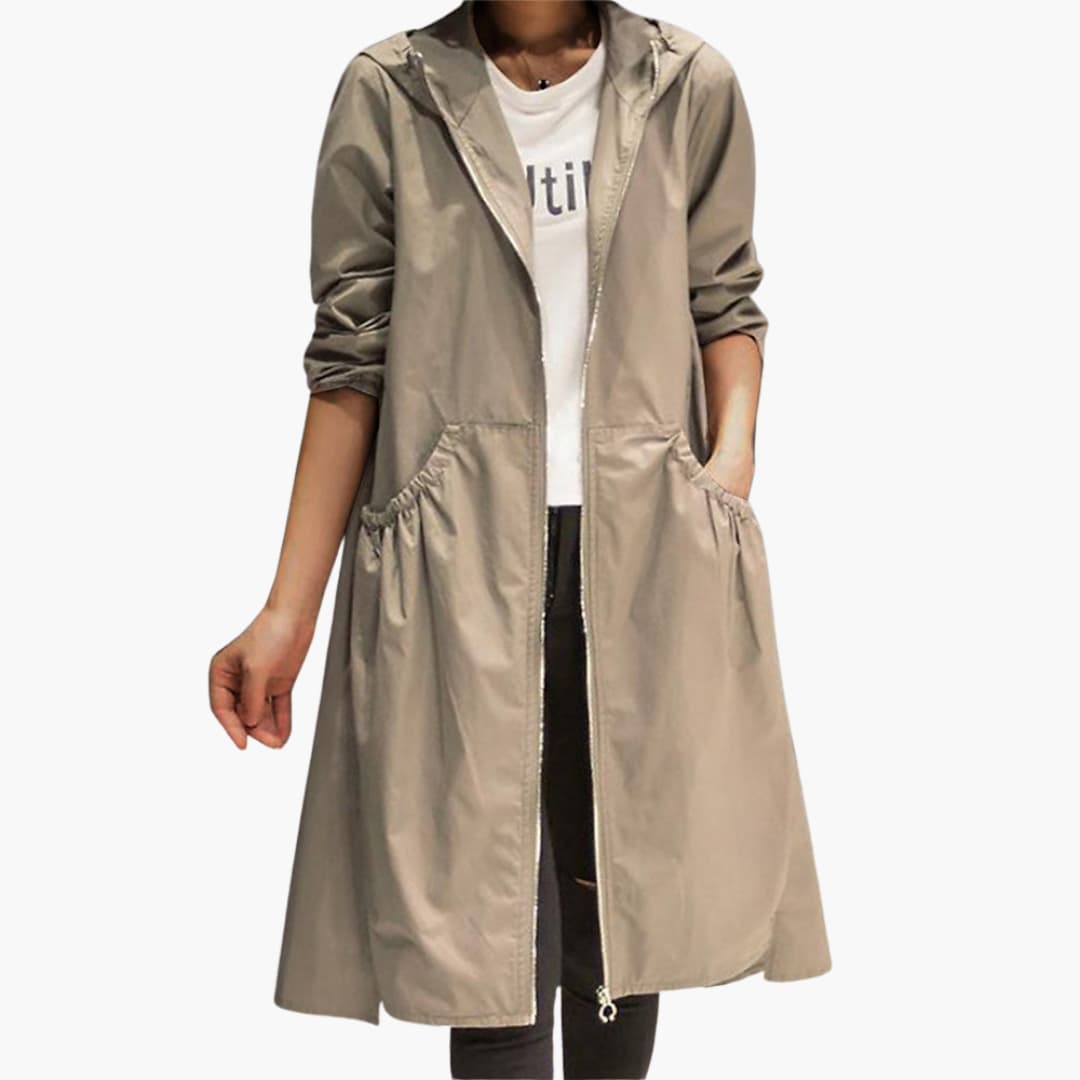 Bavane | Long Trench Coat with Hood for Women