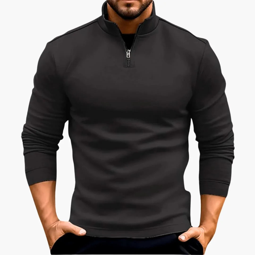 Bavane | Men's Zip Up Pullover with Long Sleeves and Ribbed Hem