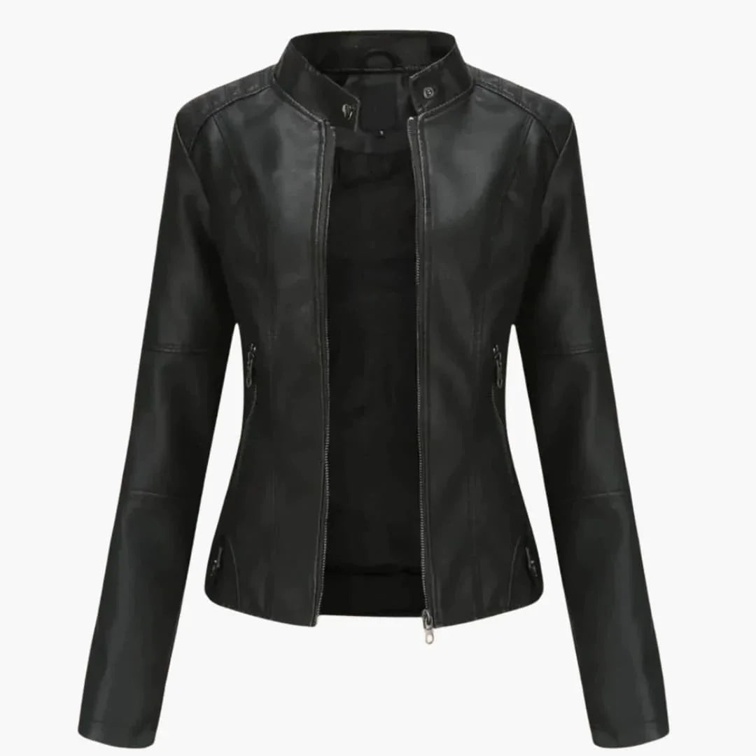 Bavane | Women's Biker Jacket with Stand-Up Collar and Zipper Pockets
