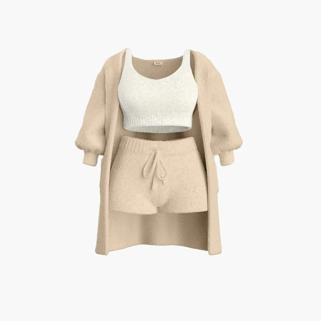 Bavane | Loungewear Set - Women's Knit Outfit 3-Piece with Cardigan
