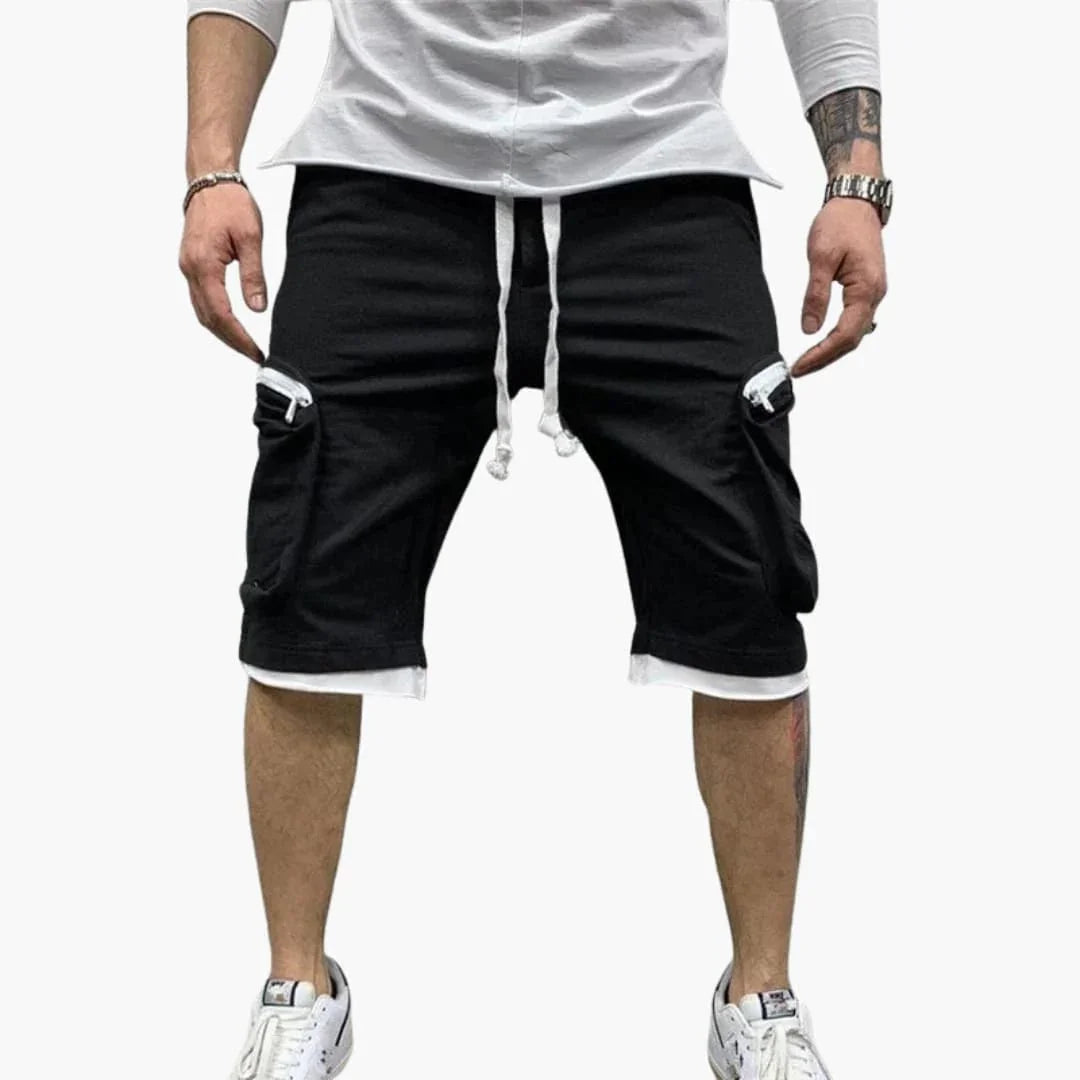 Bavane | Men's Summer Cargo Shorts with Zipper Pockets and Drawstring