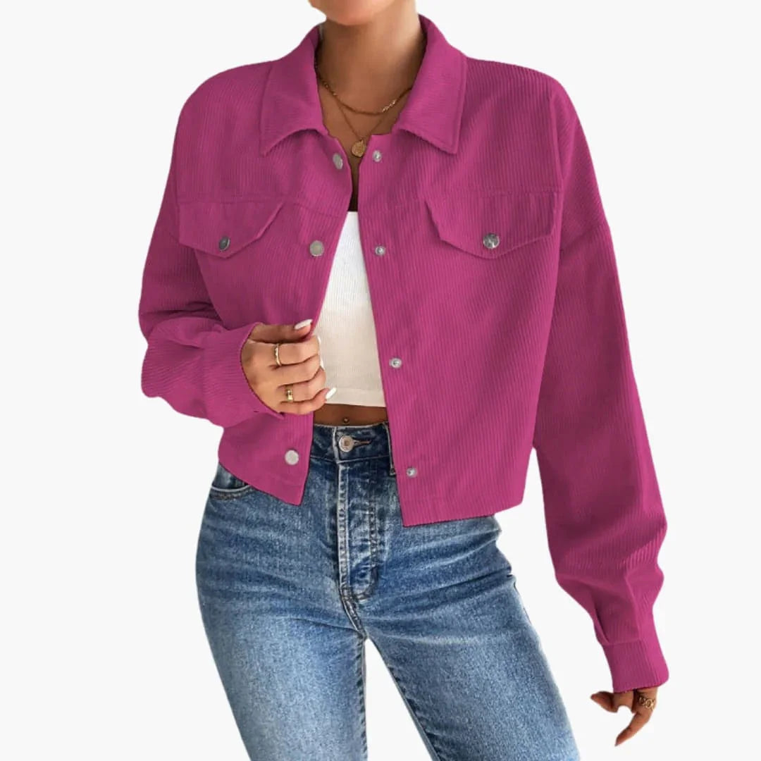 Bavane | Women's Cropped Cord Jacket with Snap Buttons
