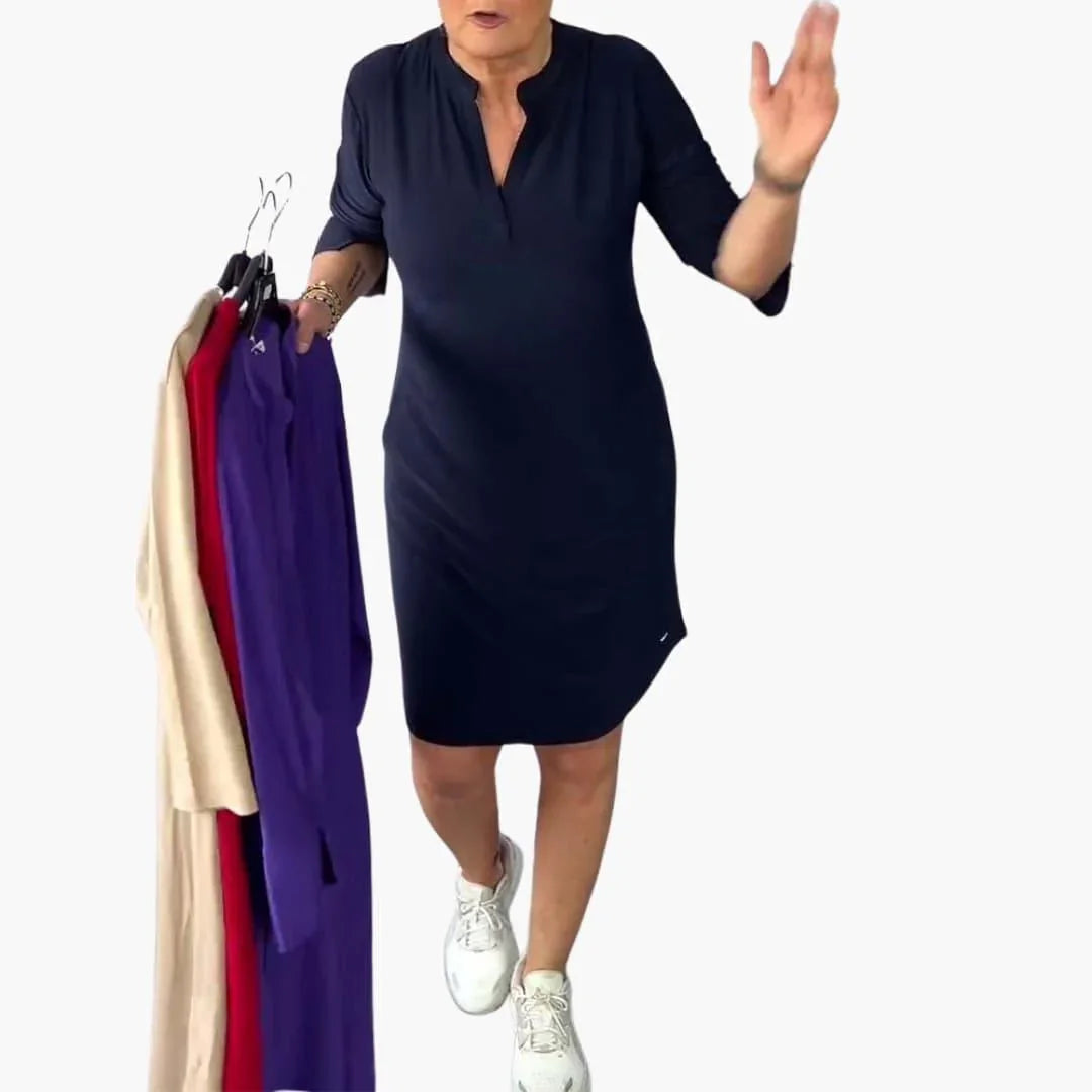 Bavane | Women's V-Neck Dress Loose and Comfortable for Everyday Wear